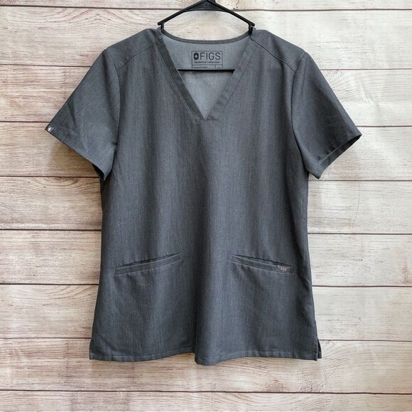 FIGS CASMA SCRUB TOP IN GRAY - Picture 1 of 6